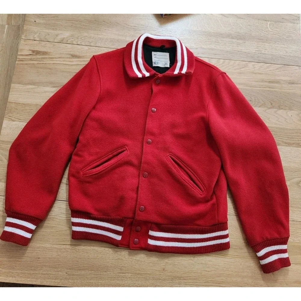 Vtg‎ DeLong Lettermans Varsity Jacket Red/White Size 36 Wool 1950s Jock Preppy